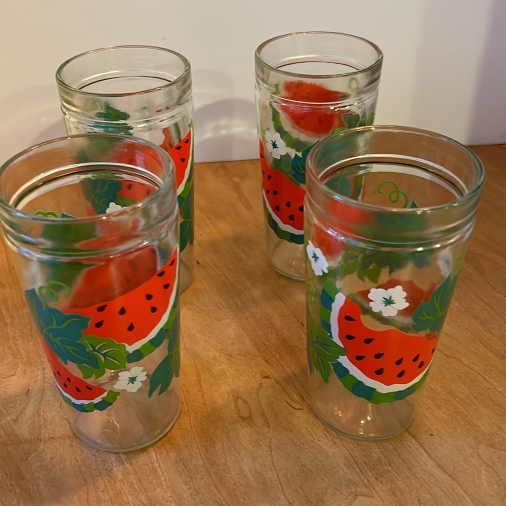 Vintage Anchor Hocking Watermelon Jelly Jars Glasses Set of 4